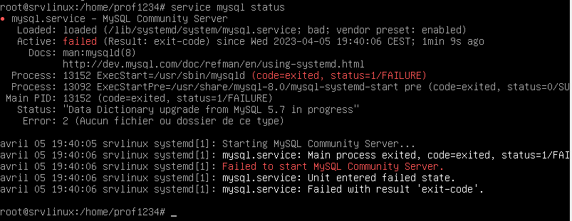 1 - Ne veut pas 'activer (solution - réinstaller mysql)