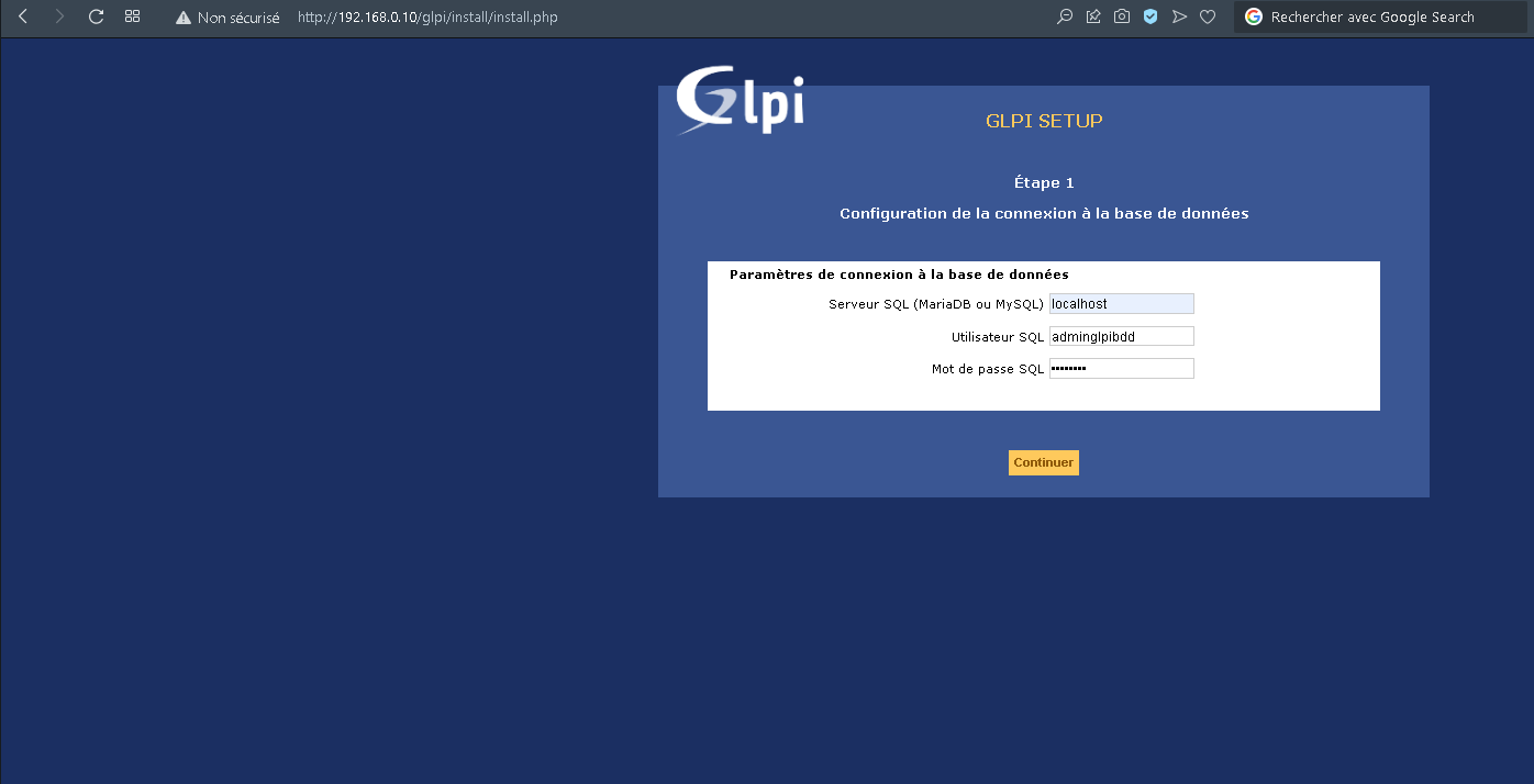 11 - Connexion de glpi à la BDD