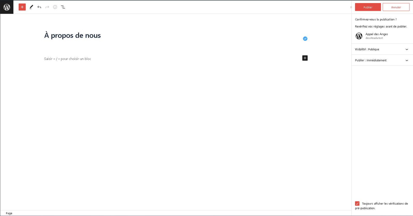 Création de la page d'à propos