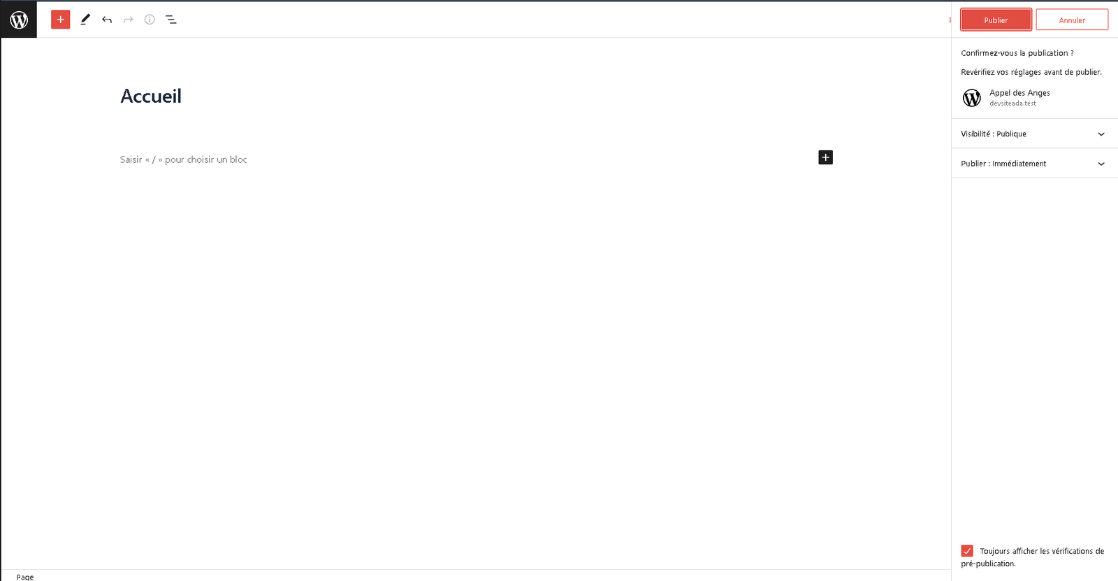 Création de la page d'accueil