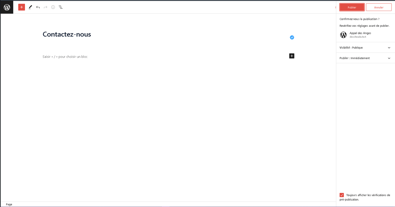 Création de la page de contact