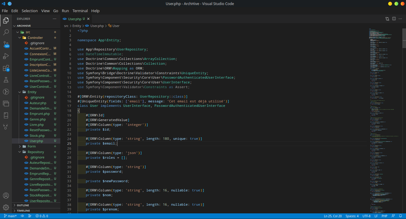 Création d'une classe User