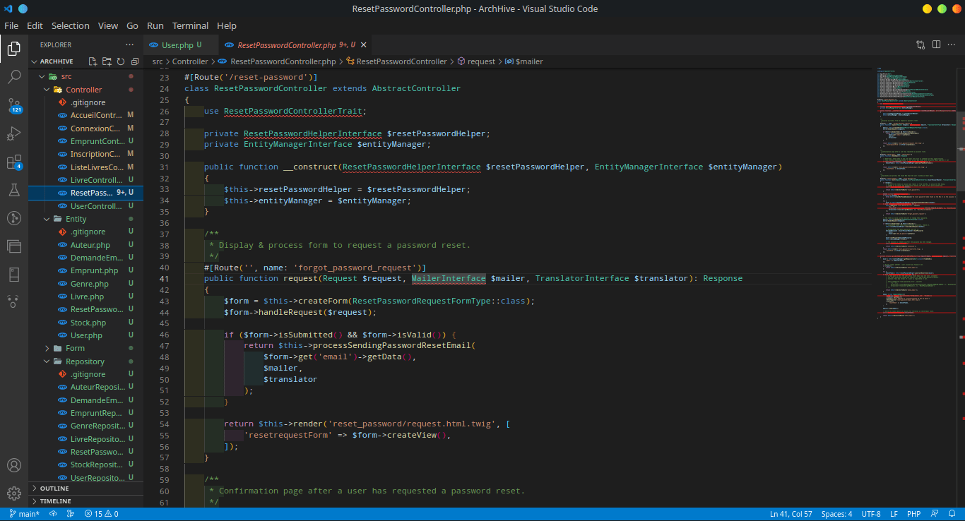 Gestion du changement de mot de passe 2