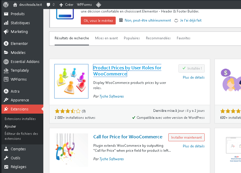Installation Prix par rôle pour Woocommerce