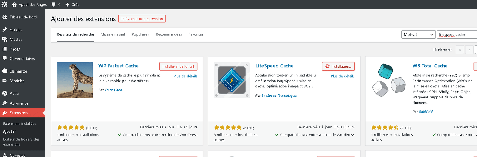 Installation de LiteSpeed Cache