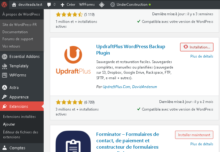 Installation d'un outil de backup