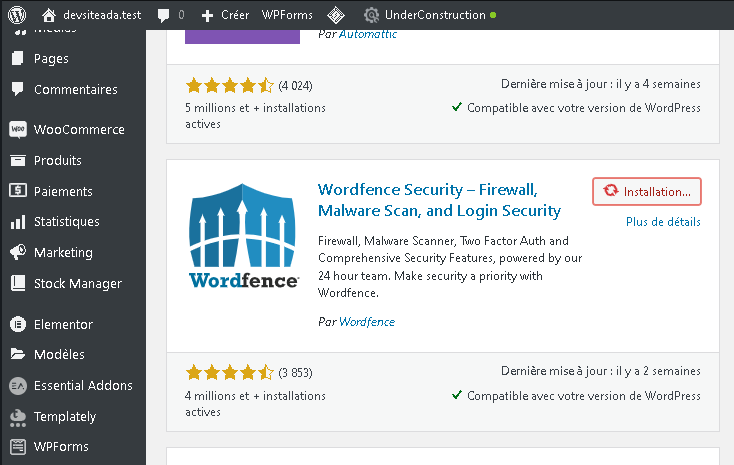 Installation d'un outil de sécurisation du site