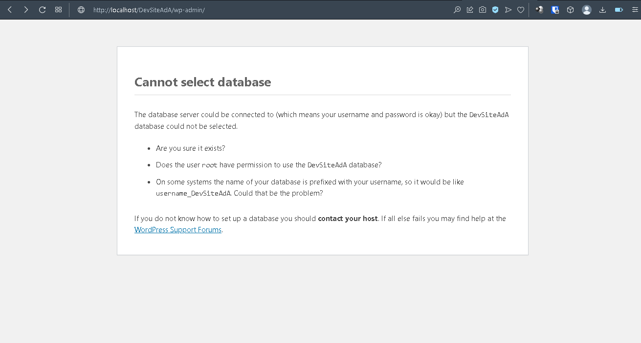 Problème base de données non reconnue